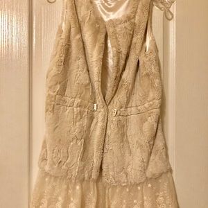 Cream Long Fur Vest